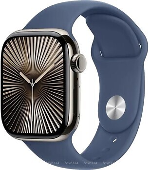 Фото Apple Watch Series 10 GPS + Cellular 42mm Natural Titanium Case with Denim Sport Band (MX0J3+MXLF3)