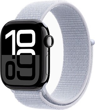 Фото Apple Watch Series 10 GPS 42mm Jet Black Aluminum Case with Blue Cloud Sport Loop (MWWX3+MXKX3)