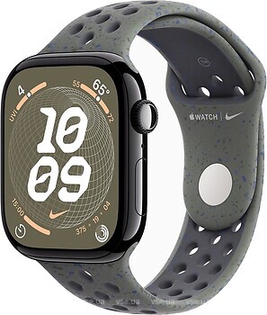 Фото Apple Watch Series 10 GPS 46mm Jet Black Aluminum Case with Cargo Khaki Nike Sport Band (MWX13)