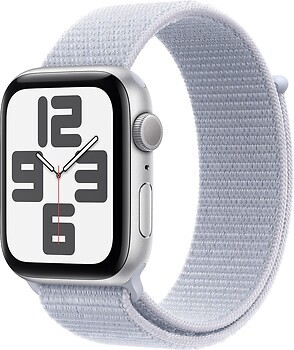 Фото Apple Watch SE GPS + Cellular 44mm Silver Aluminium Case with Blue Cloud Sport Loop (MXGR3QH/A)