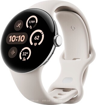Фото Google Pixel Watch 3 41mm Matte Polished Silver/Porcelain Band Band
