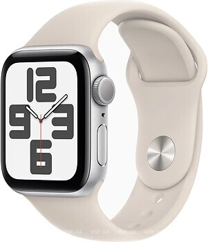 Фото Apple Watch SE 2 GPS 44mm Silver Aluminum Case with Starlight Sport Band (MRW03,MT3K3)