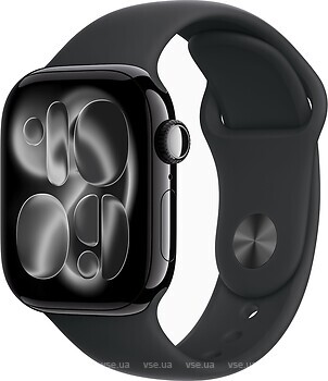 Фото Apple Watch Series 11 GPS 42mm Jet Black Aluminum Case with Black Sport Band (MEQU4)