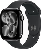 Фото Apple Watch Series 11 GPS 46mm Jet Black Aluminum Case with Black Sport Band (MEUX4)