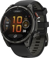 Фото Garmin Fenix 8 Pro Amoled Sapphire 47mm Carbon Gray DLC Titanium with Black/Pebble Gray Silicone Band (010-03198-00)