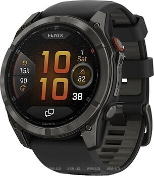 Фото Garmin Fenix 8 Pro Amoled Sapphire 51mm Carbon Gray DLC Titanium with Black/Pebble Gray Silicone Band (010-03199-00)
