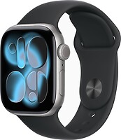 Фото Apple Watch Series 11 GPS + Cellular 42mm Space Grey Aluminium Case with Black Sport Band (MF8C4RK/A)