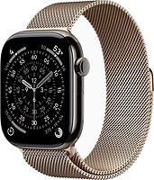Фото Apple Watch Series 11 GPS + Cellular 46mm Slate Titanium Case with Gold Milanese Loop (MFC14+MGJ54)
