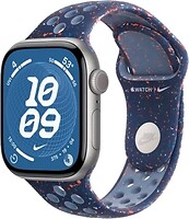 Фото Apple Watch Series 11 GPS 42mm Space Grey Aluminium Case with Blue Ribbon Nike Sport Band (MEW14+MGAX4)