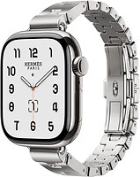Фото Apple Watch Series 11 GPS + Cellular 42mm Silver Titanium Case with Hermes Satine Grand H Fin (MF9P4+MGLT4)
