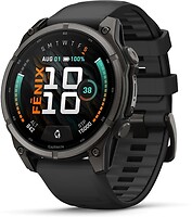 Фото Garmin Fenix 9 Amoled 51mm Sapphire Carbon Gray DLC Titanium with Black Silicone Band (010-04763-11)