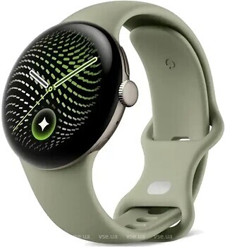 Фото Google Pixel Watch 5 45mm Satin Pyrite Aluminum Case / Olive Active Band