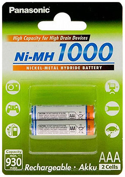 Фото Panasonic AAA 1000mAh NiMh 2 шт High Capacity (BK-4HGAE/2BE)