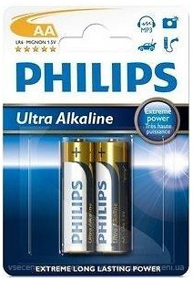 Фото Philips AA Alkaline 2 шт Ultra Alkaline (LR6E2B/10)