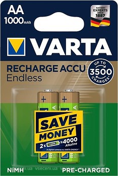 Фото Varta AA 1000mAh NiMh 2 шт Professional (56666101402)
