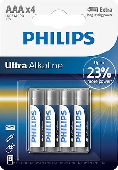 Фото Philips AAA Alkaline 4 шт Ultra (LR03E4B/10)