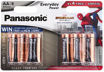 Фото Panasonic AA Alkaline 8 шт Everyday Power Spider Man (LR6REE/8B4FSM)