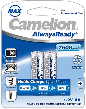 Фото Camelion AA 2500mAh NiMh 2 шт Always Ready (NH-AA2500ARBP2)