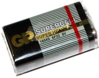 Фото GP Batteries 6F22 Zinc Carbon Supercell 9V Shrink 1 шт (PG1604S-S1)