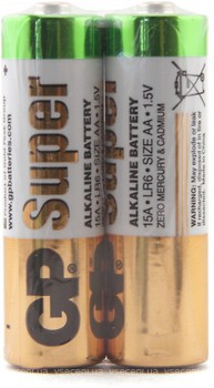 Фото GP Batteries AA Alkaline 2 шт Super (GP15AEBC-2S2)