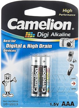 Фото Camelion AAA Alkaline 2 шт Digi Alkaline (LR03-BP2DG)