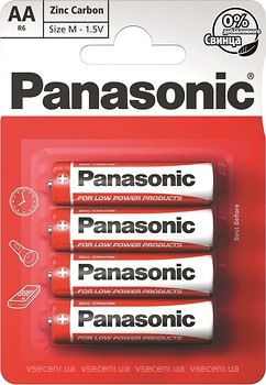 Фото Panasonic AA Red Zinc Carbon LR06 4 шт (R6REL/4BPR)
