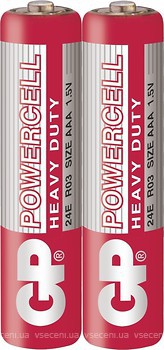 Фото GP Batteries AAA R03 Zinc Carbon 1.5B Powercell 2 шт (24ER-S2)