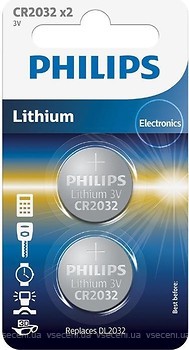 Фото Philips CR-2032 3B Lithium 2 шт (CR2032P2/01B)