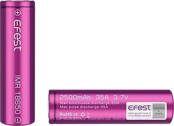 Фото Efest IMR18650 2500mAh 35A 1 шт