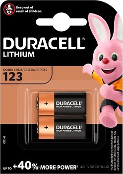 Фото Duracell CR-123 3B Lithium 2 шт Ultra (5000394020320)