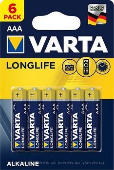 Фото Varta AAA Alkaline 6 шт LongLife Extra (04103101416)