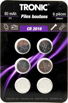 Фото Tronic CR-2016 Lithium 80 mAh 3V 6 шт