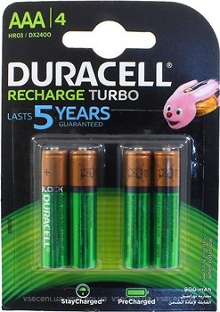 Фото Duracell AAA/HR03 DX2400 Ni-Mh LSD Recharge 4 шт (300455)