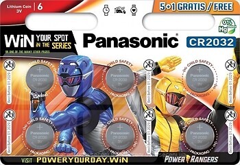 Фото Panasonic CR-2032 3B Lithium 6 шт Power Rangers (CR-2032EL/6BPR)