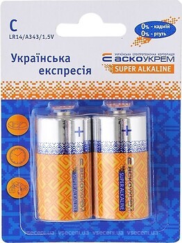 Фото АсКо-УкрЕм C LR14 Alkaline 2 шт (Аско.LR14.BL2)