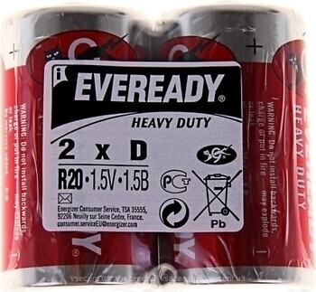 Фото Eveready R20 D Heavy Duty 1.5V 2 шт