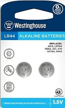 Фото Westinghouse Alkaline LR44 2 шт (LR44-BP2 AG13-BP2)