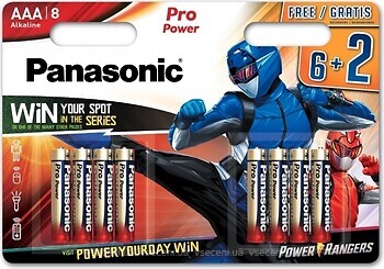 Фото Panasonic AAA Alkaline Pro Power 8 шт Power Rangers (LR03XEG/8B2FPR)