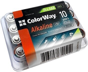 Фото ColorWay AAA LR03 Alkaline Power 1.5V 24 шт (CW-BALR03-24PB)