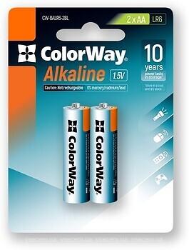 Фото ColorWay AA LR6 Alkaline Power 1.5V 2 шт (CW-BALR06-2BL)
