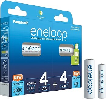 Фото Panasonic AA 2000mAh NiMh 4 шт + AAA 800mAh NiMh 4 шт Eneloop (BK-KJMCDE44E)