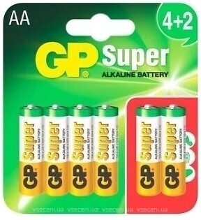 Фото GP Batteries AA LR6 Alkaline 1.5B 6 шт (15A4/2-2UE6)