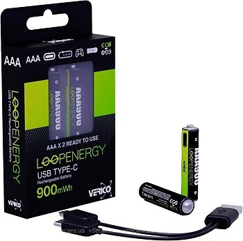 Фото Verico AAA 600mAh Li-ion USB Type-C 2 шт (1UDBT-A2WEB2-NN)