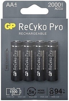 Фото GP Batteries AA 2000mAh NiMh 4 шт Recyko Pro (GP210AAHCB-2EB4)