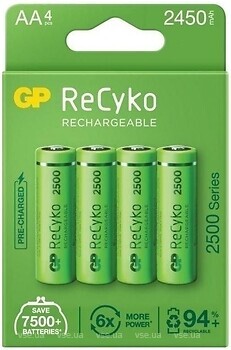 Фото GP Batteries AA HR06 2450mAh NiMh 4 шт ReCyko (GP250AAHC-2EB4)