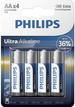 Фото Philips AA Alkaline 4 шт Ultra Alkaline (LR6E4B/97)