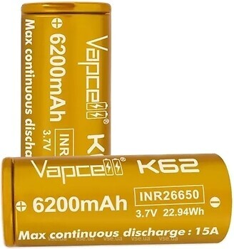 Фото Vapcell K62 INR26650 15A 6200 mAh 1 шт