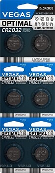 Фото Vegas Optimal CR-2032 3V Lithium 6 шт (VCR-2032BL6-OP)