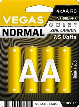 Фото Vegas Normal AA/R6 1.5V 4 шт (VR-6BL4-NR)