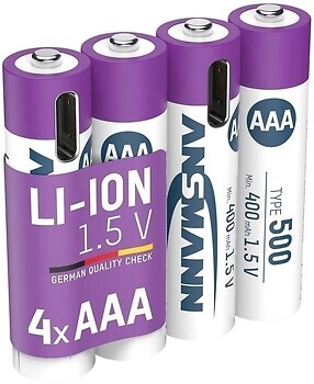 Фото Ansmann Li-Ion Batteries AAA Typ 500 4 шт (1311-0028)